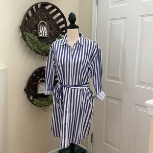 Cute blue and white striped dress!